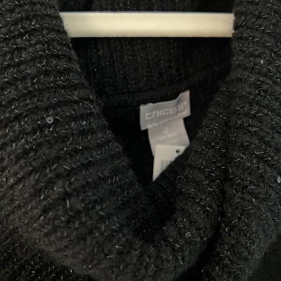 NWT! Chico’s Holiday Cowl Neck Sweater with sequins - Picture 2 of 6